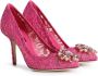 Dolce & Gabbana Pink Taormina Lace Crystal Heels Pumps Shoes Roze Dames - Thumbnail 12