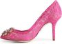 Dolce & Gabbana Pink Taormina Lace Crystal Heels Pumps Shoes Roze Dames - Thumbnail 8