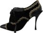 Dolce & Gabbana Black Embellished Velvet Mary Jane Pumps Shoes Zwart Dames - Thumbnail 2