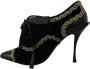 Dolce & Gabbana Elegante Zwarte Fluwelen Gouden Geborduurde Pumps Black Dames - Thumbnail 2