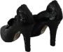 Dolce & Gabbana Zwarte Bloemenkristal Cinderella Hakken Black Dames - Thumbnail 5