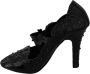 Dolce & Gabbana Zwarte Bloemenkristal Cinderella Hakken Black Dames - Thumbnail 6