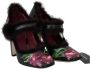 Dolce & Gabbana Luxe Zwart Paarse Tulp Bont Pumps Multicolor Dames - Thumbnail 8