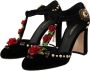 Dolce & Gabbana Zwarte Mary Jane Pumps met Rozen en Kristallen Black Dames - Thumbnail 3