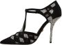 Dolce & Gabbana Zwarte Kristal T-Strap Hakken Pumps Schoenen Black Dames - Thumbnail 4