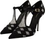 Dolce & Gabbana Zwarte Kristal T-Strap Hakken Pumps Schoenen Black Dames - Thumbnail 7