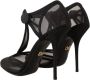 Dolce & Gabbana Zwarte Mesh T-strap Stiletto Hakken Pumps Schoenen Black Dames - Thumbnail 4