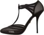 Dolce & Gabbana Zwarte Mesh T-strap Stiletto Hakken Pumps Schoenen Black Dames - Thumbnail 5