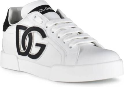 Dolce & Gabbana Portofino Lage Top Sneakers Wit Leer White Dames