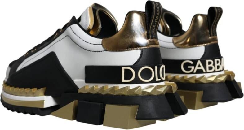Dolce & Gabbana Portofino Lage Top Sneakers Wit Goud Multicolor Heren