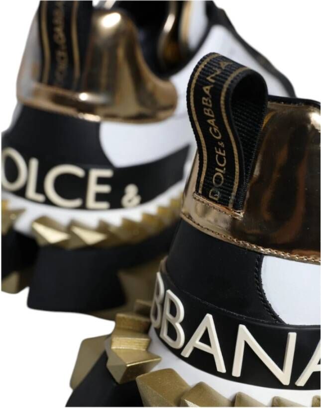 Dolce & Gabbana Portofino Lage Top Sneakers Wit Goud Multicolor Heren