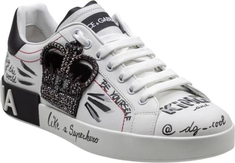 Dolce & Gabbana Portofino Leren Sneakers met Borduurwerk Multicolor Heren