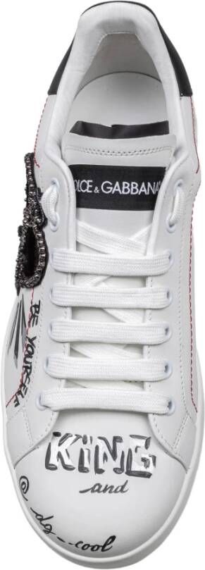 Dolce & Gabbana Portofino Leren Sneakers met Borduurwerk Multicolor Heren