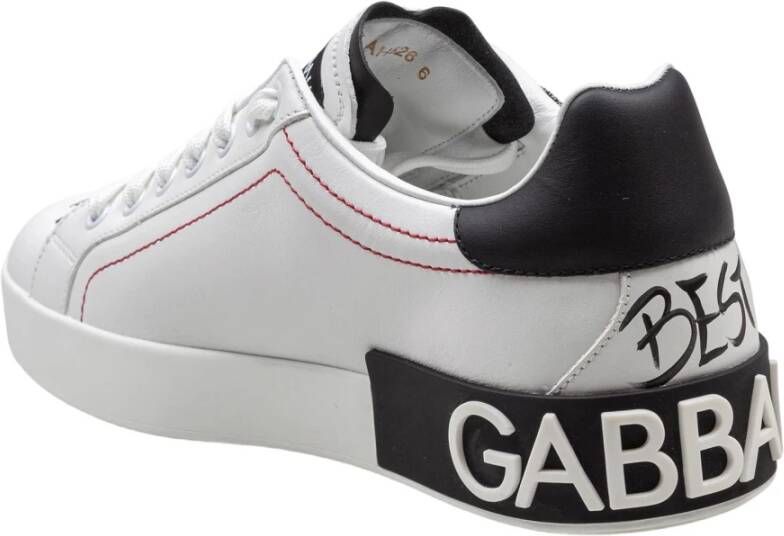 Dolce & Gabbana Portofino Leren Sneakers met Borduurwerk Multicolor Heren