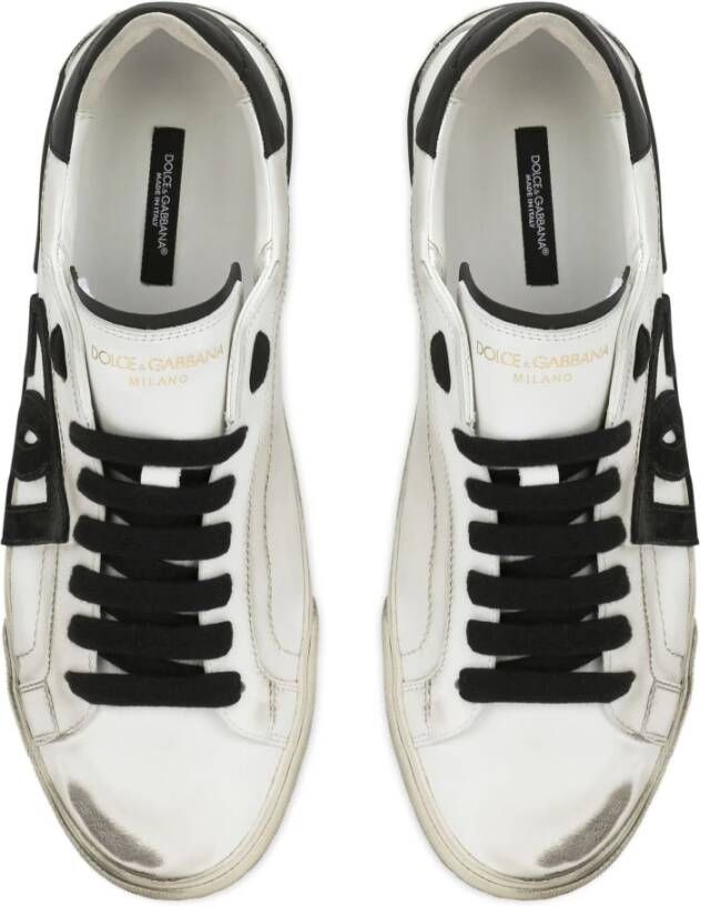 Dolce & Gabbana Portofino Leren Sneakers met Logo Detail