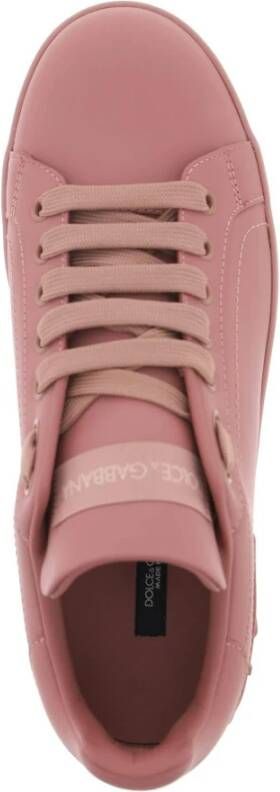 Dolce & Gabbana Portofino Leren Sneakers Pink Dames