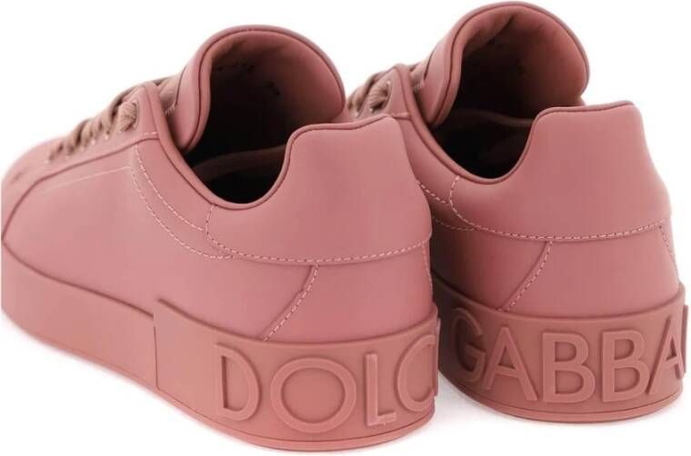 Dolce & Gabbana Portofino Leren Sneakers Pink Dames