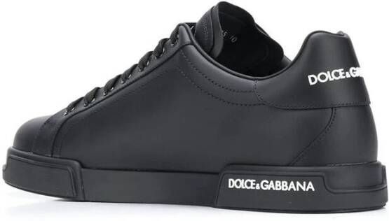 Dolce & Gabbana Zwarte Portofino Nappa Sneakers Black Heren