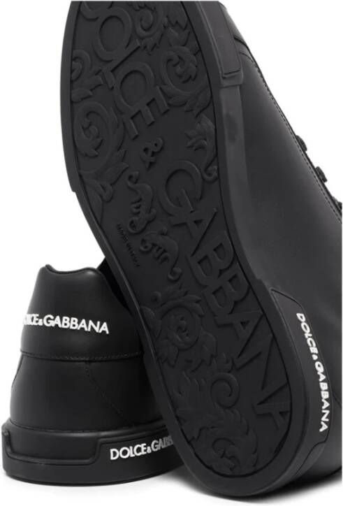 Dolce & Gabbana Zwarte Portofino Nappa Sneakers Black Heren