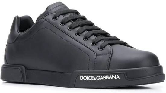 Dolce & Gabbana Zwarte Portofino Nappa Sneakers Black Heren