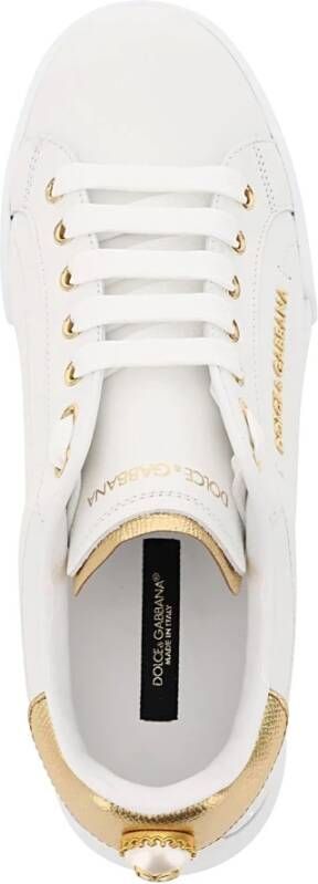 Dolce & Gabbana Witte leren sneakers met gouden en witte logo-applicaties White Dames - Foto 12