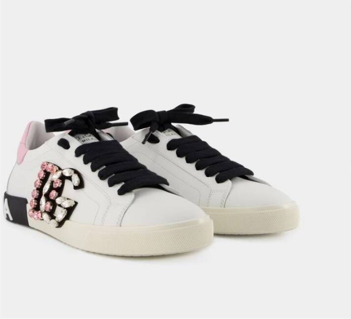 Dolce & Gabbana Portofino Sneakers Glad kalfsleer Rubberen zool Wit Dames