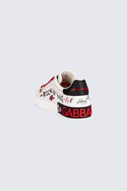 Dolce & Gabbana Portofino sneakers met borduurwerk en studs Wit Heren