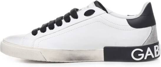 Dolce & Gabbana Portofino Vintage Sneakers van Kalfsleer Wit Heren