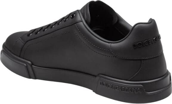 Dolce & Gabbana Portofino Zwarte Sneakers Katoenen Veters