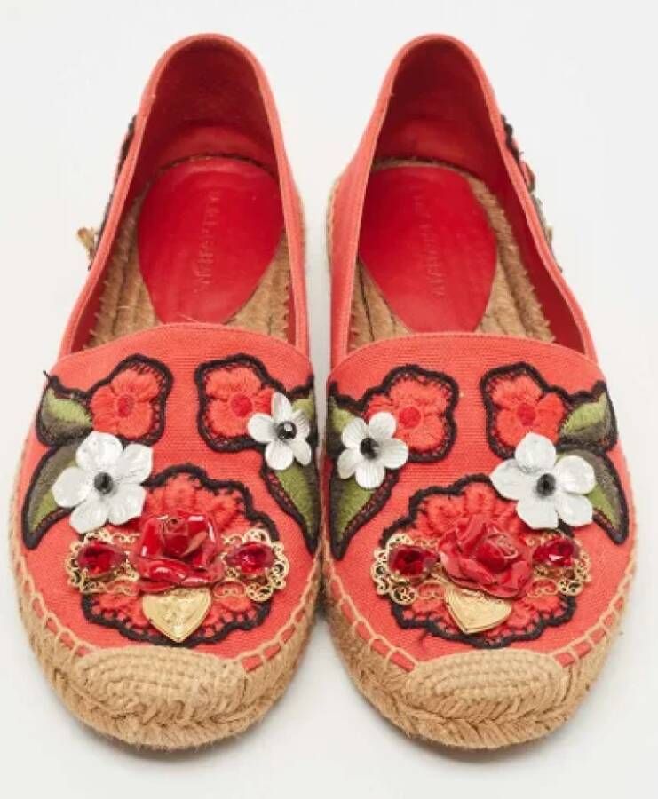 Dolce & Gabbana Pre-owned Canvas flats Red Dames