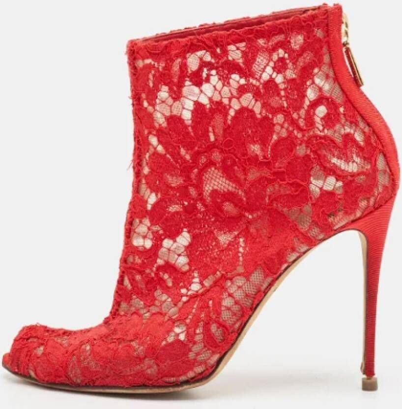 Dolce & Gabbana Pre-owned Lace boots Red Dames