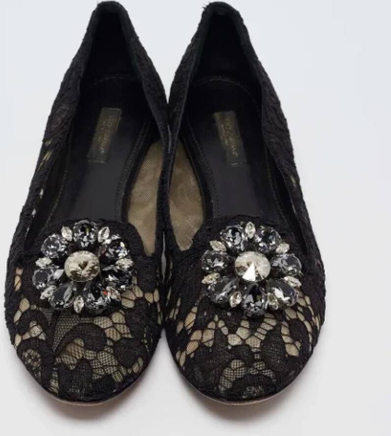 Dolce & Gabbana Pre-owned Lace flats Black Dames