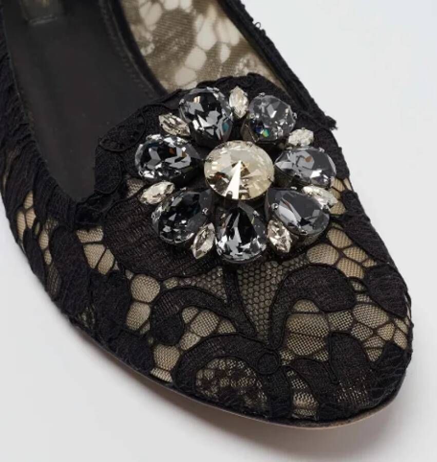 Dolce & Gabbana Pre-owned Lace flats Black Dames