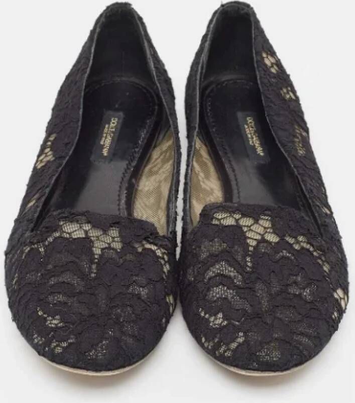 Dolce & Gabbana Pre-owned Lace flats Black Dames
