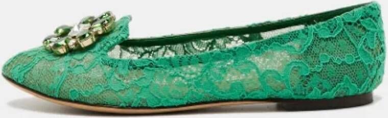 Dolce & Gabbana Pre-owned Lace flats Green Dames