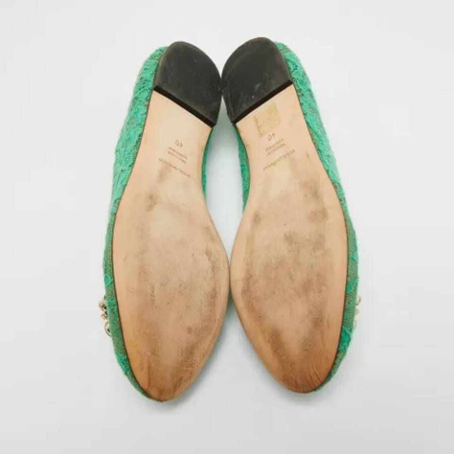 Dolce & Gabbana Pre-owned Lace flats Green Dames