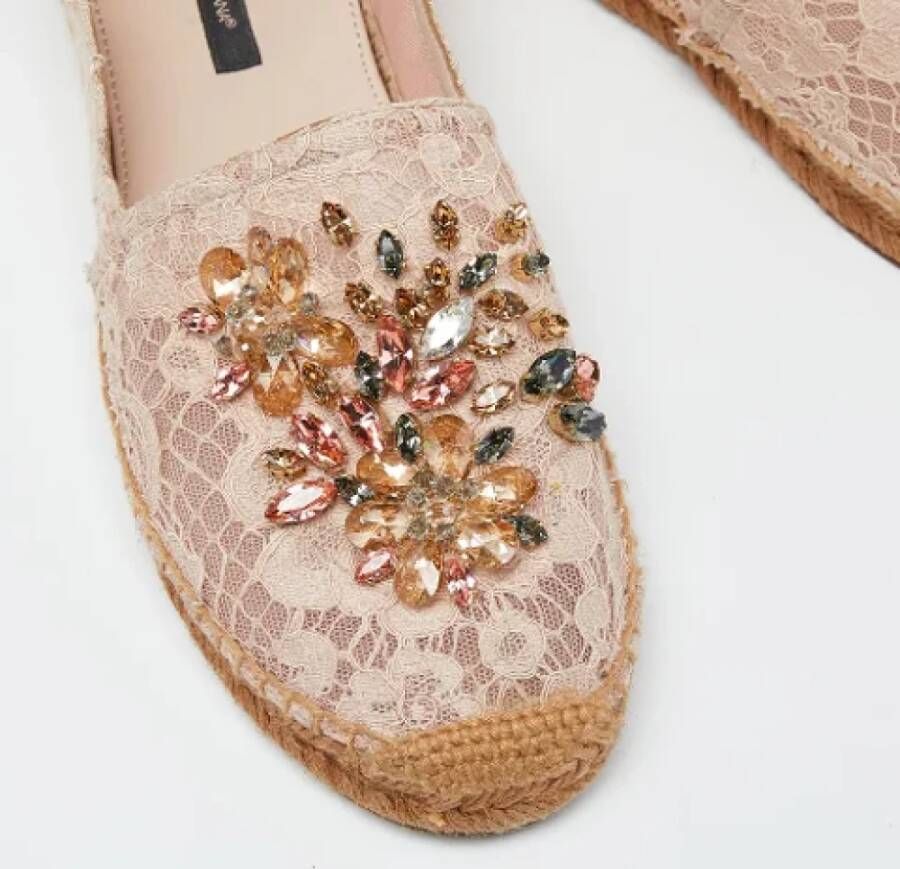 Dolce & Gabbana Pre-owned Lace flats Pink Dames