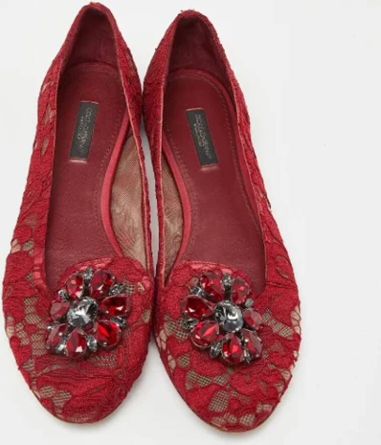 Dolce & Gabbana Pre-owned Lace flats Red Dames