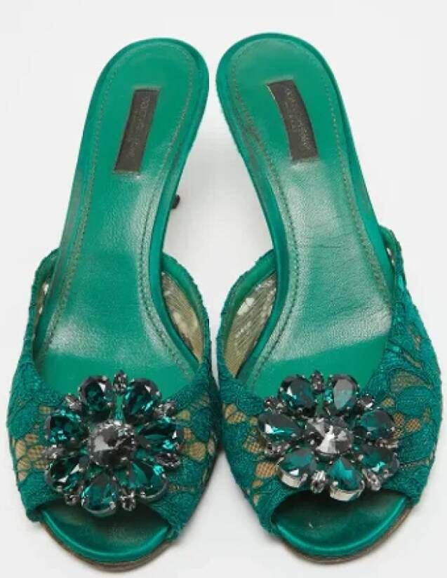 Dolce & Gabbana Pre-owned Lace sandals Green Dames