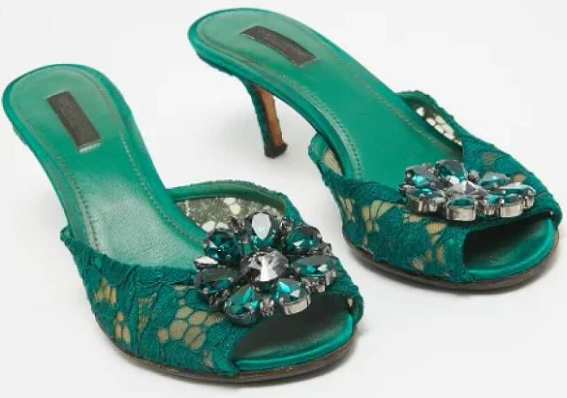 Dolce & Gabbana Pre-owned Lace sandals Green Dames