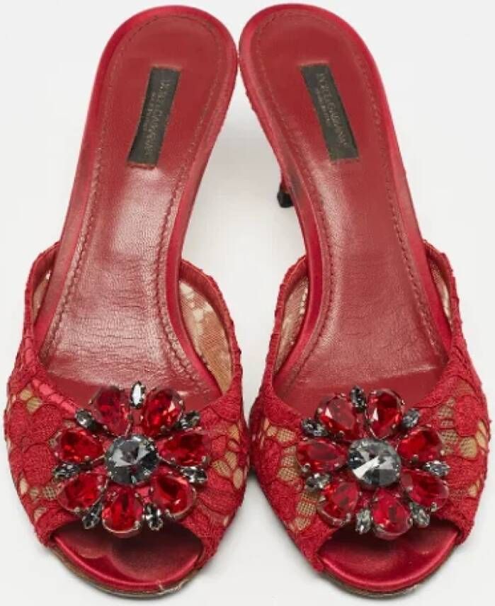 Dolce & Gabbana Pre-owned Lace sandals Red Dames