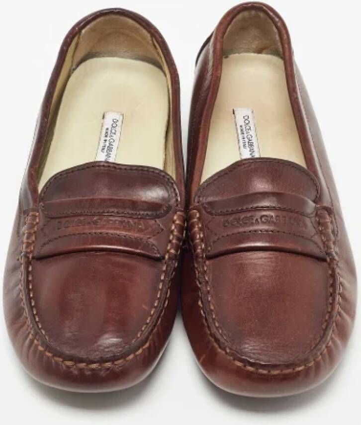 Dolce & Gabbana Pre-owned Leather flats Brown Dames