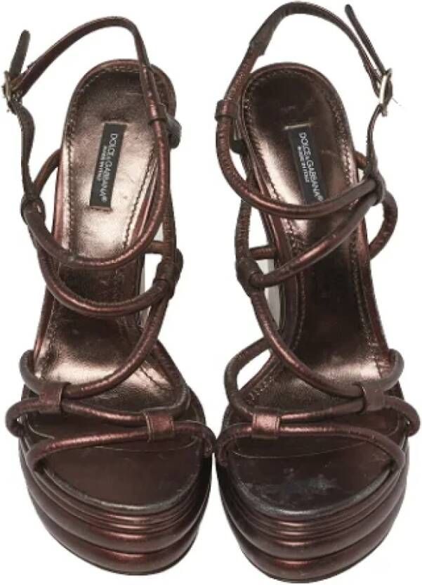 Dolce & Gabbana Pre-owned Leather sandals Gray Dames