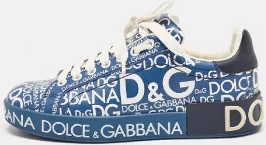 Dolce & Gabbana Pre-owned Leather sneakers Blue Dames