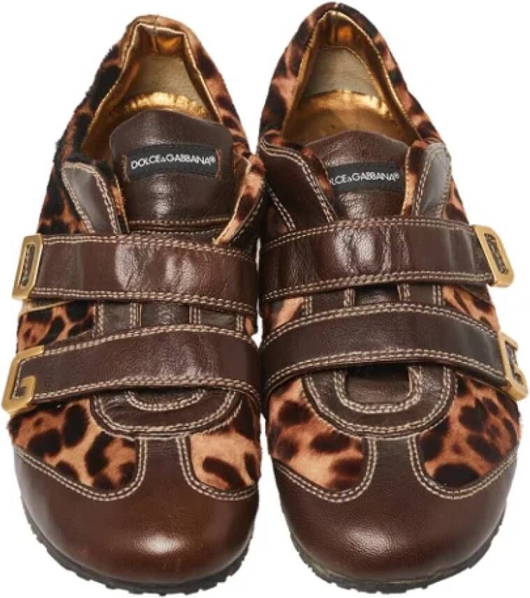 Dolce & Gabbana Pre-owned Leather sneakers Brown Dames