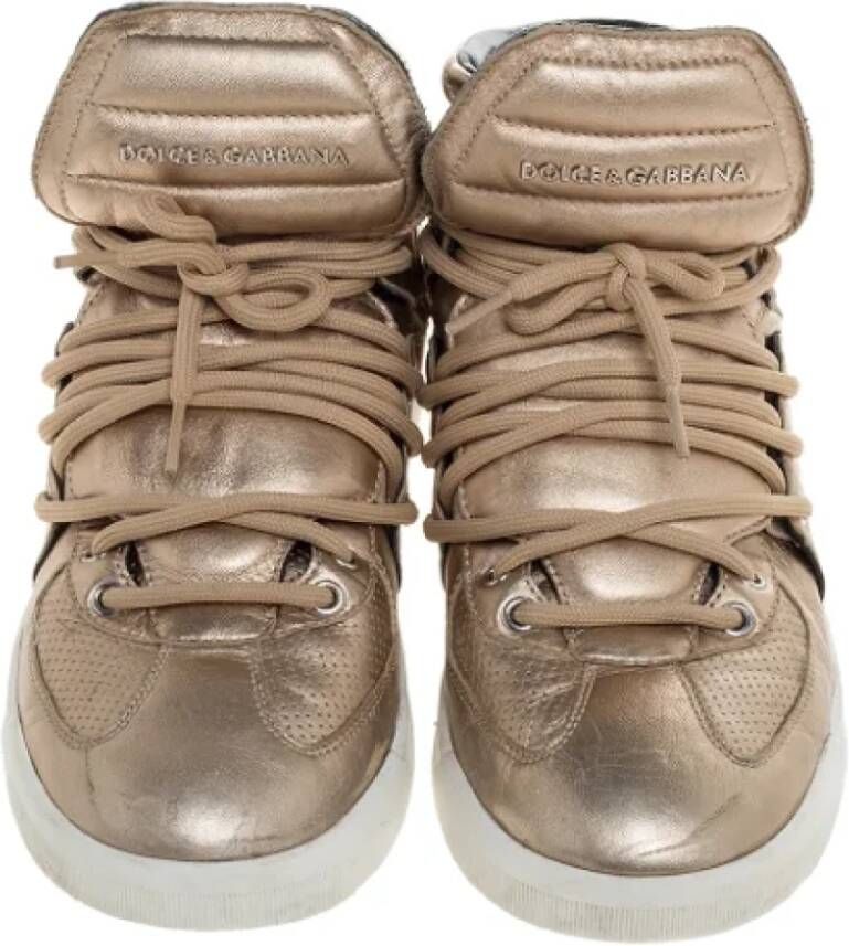 Dolce & Gabbana Pre-owned Leather sneakers Yellow Dames