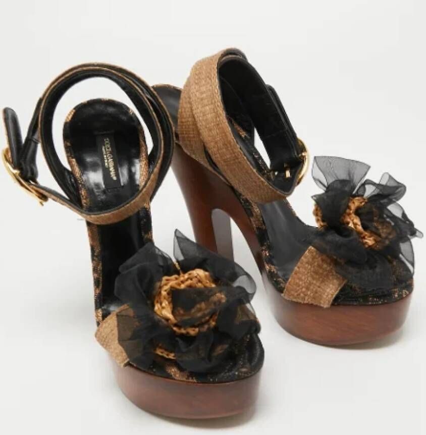 Dolce & Gabbana Pre-owned Raffia sandals Brown Dames
