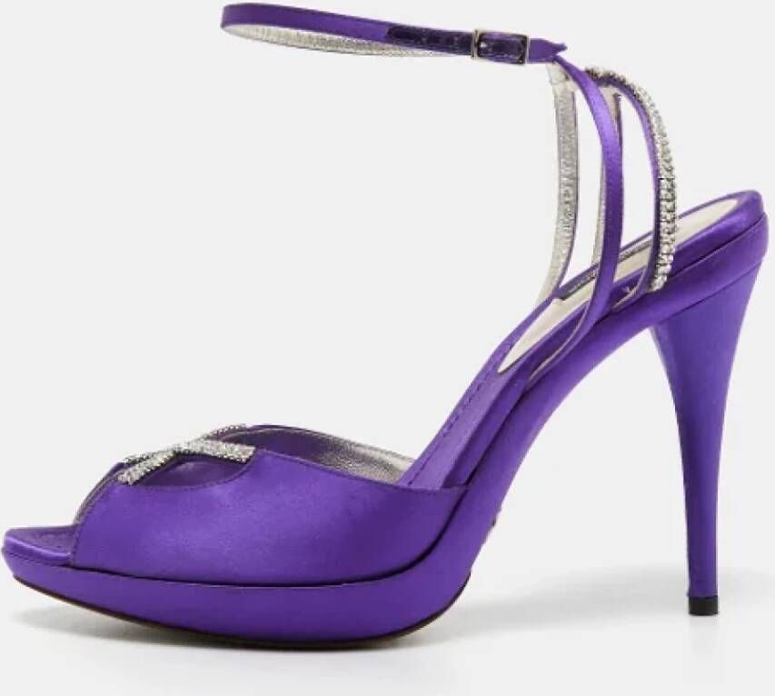 Dolce & Gabbana Pre-owned Satin sandals Purple Dames