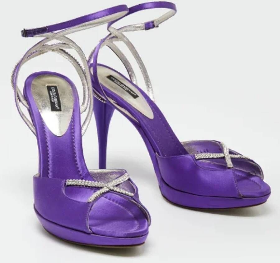 Dolce & Gabbana Pre-owned Satin sandals Purple Dames