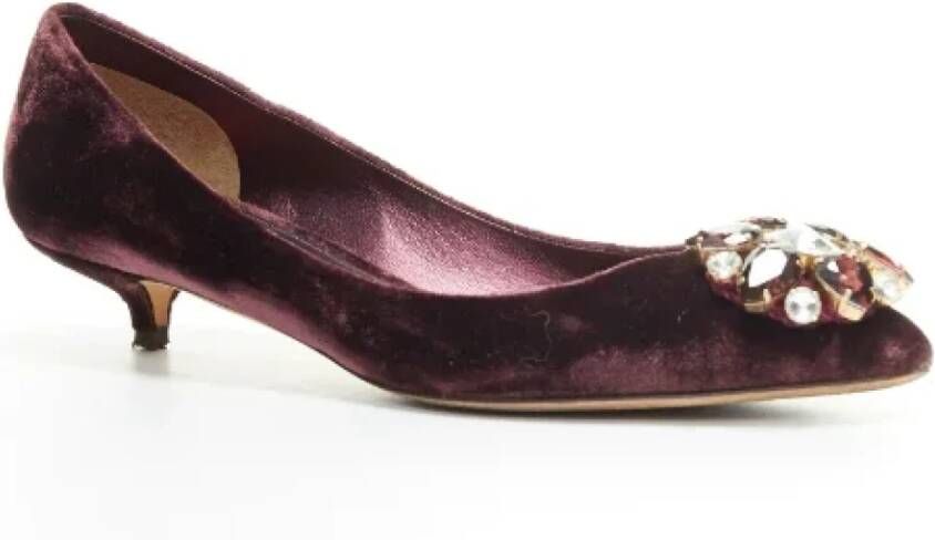 Dolce & Gabbana Pre-owned Velvet heels Purple Dames